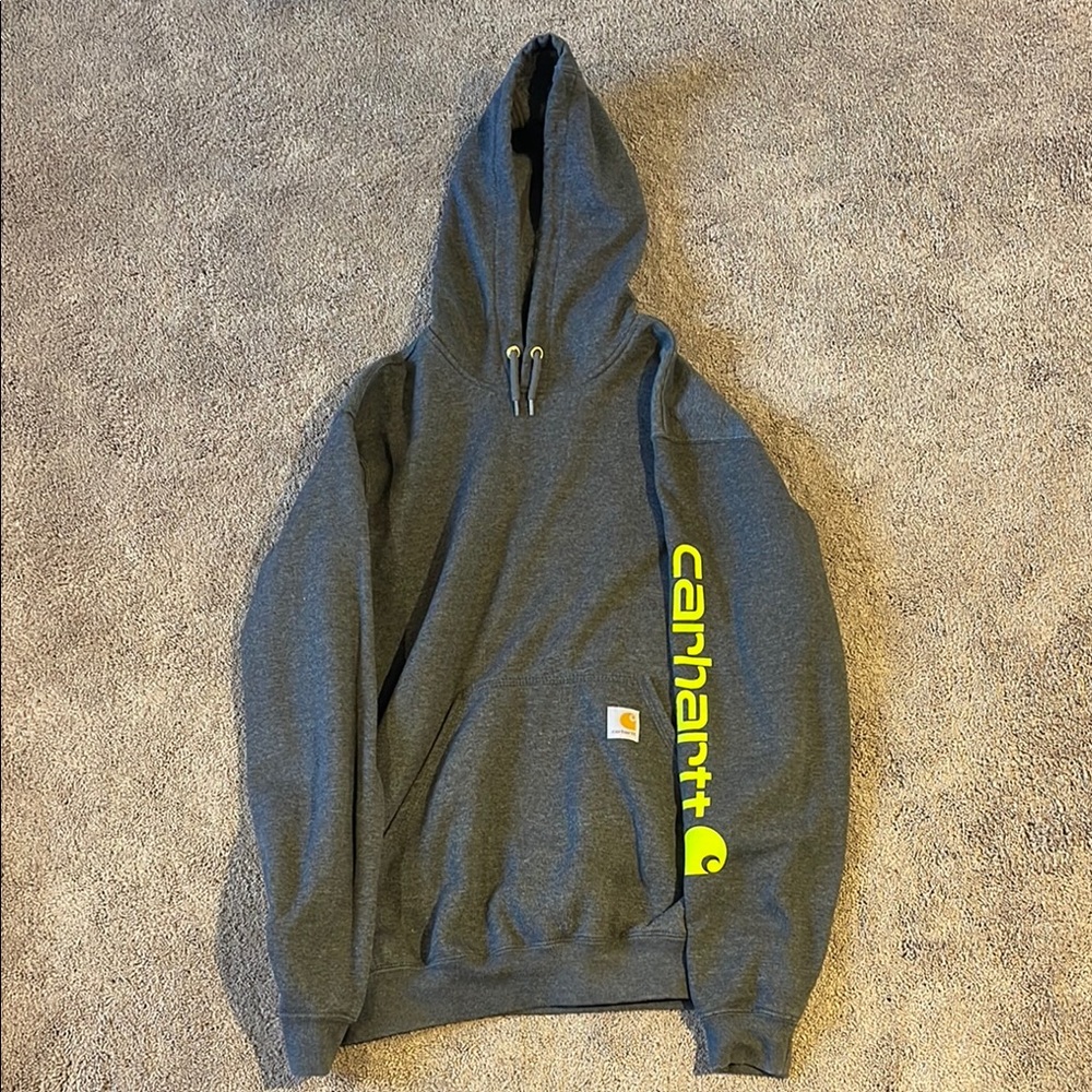 Carhartt Gray Hoodie with Yellow Logo